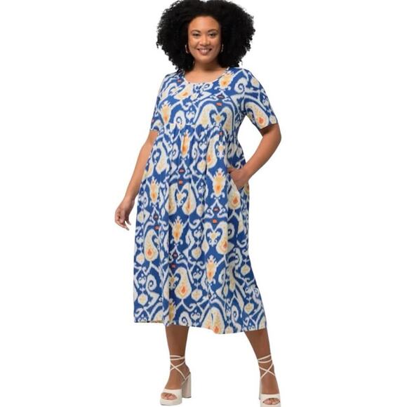 NEW Ulla Popken Plus Size 32/34 Tunic Maxi Dress Empire Waist Knit Paisley Print - Picture 16 of 16